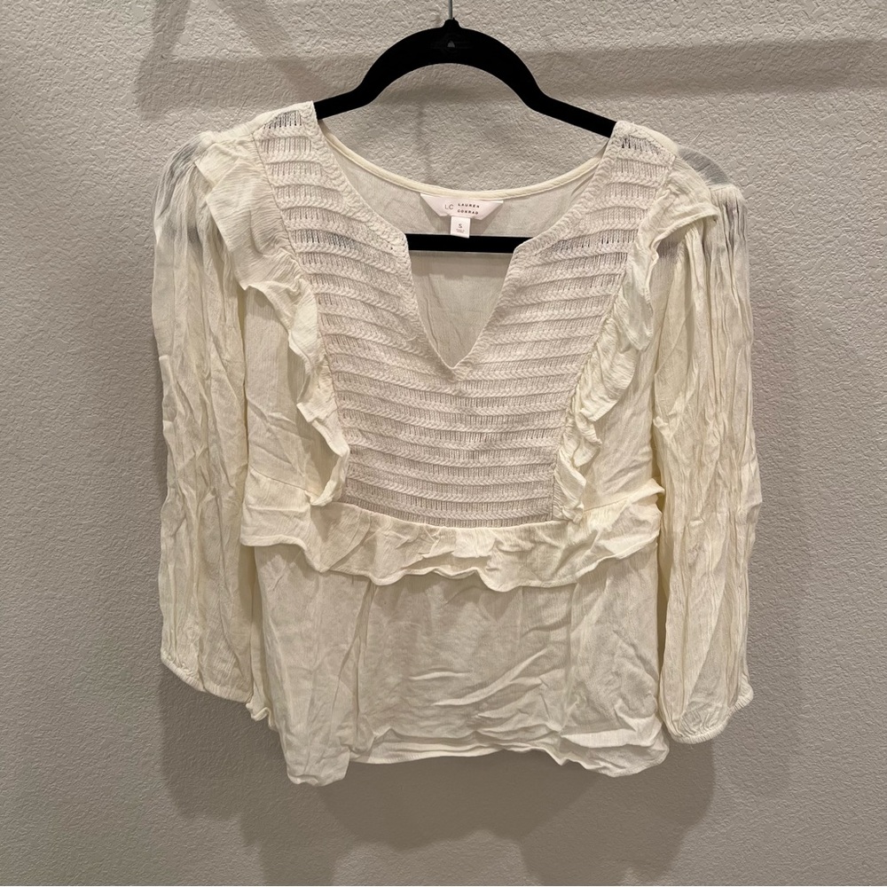 💗LC Lauren Conrad Ivory Ruffle Top